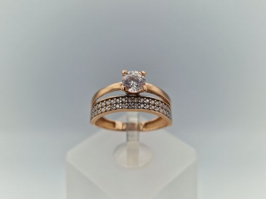 Zelta gredzens ar cirkoniju, 2.1 g, izm. 16