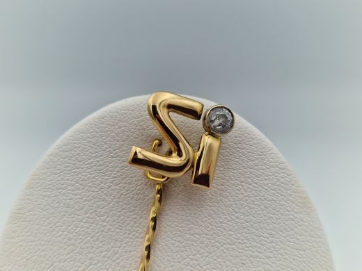Золотая брошь с цирконом, 2.49 г