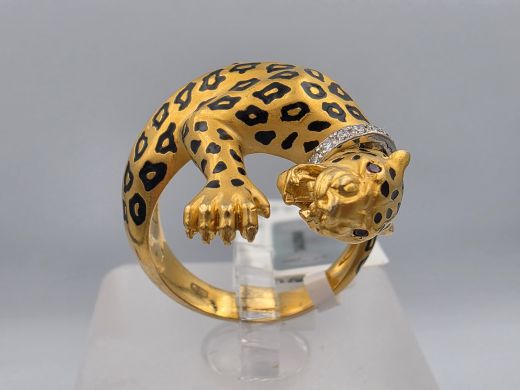 Gold ring with diamond and ruby, 10.84 g, size 17