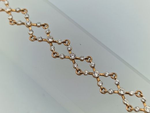 Zelta rokassprādze ar cirkoniju, 7.24 g, izm. 19.5