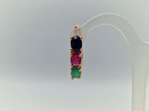 Zelta auskari ar safīriem un smaragdiem, 4.61 g