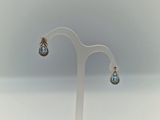 Золотые серьги с бриллиантом, 0.95 г