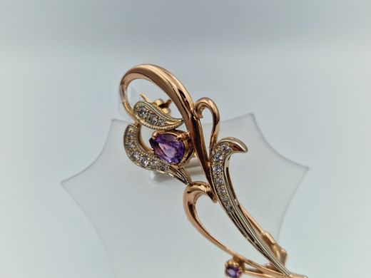 Zelta broša ar cirkoniju, 4.29 g