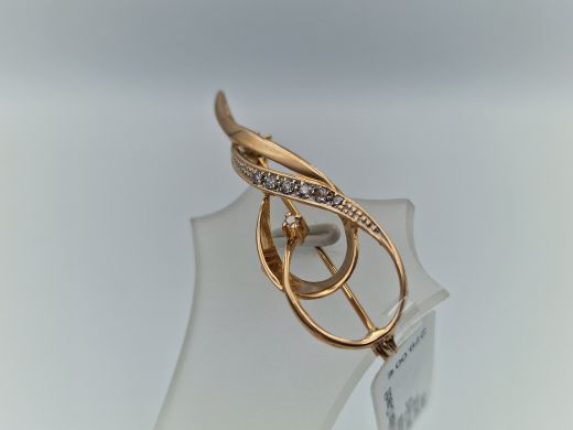 Zelta broša ar cirkoniju, 3.49 g