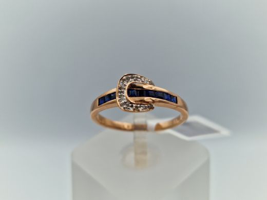 Zelta gredzens ar safīriem, 2.35 g, izm. 18