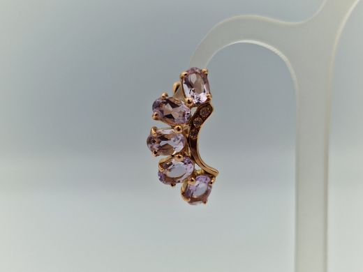 Zelta auskari ar ametistu un cirkoniju, 5.1 g