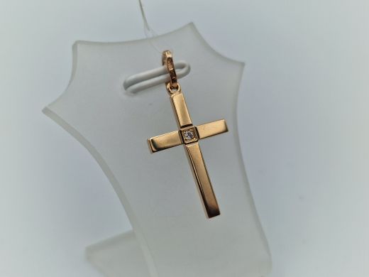 Золотой крест с цирконом, 0.96 г
