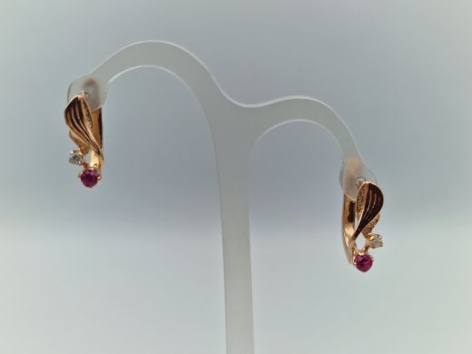 Золотые серьги с цирконом, 3.07 г