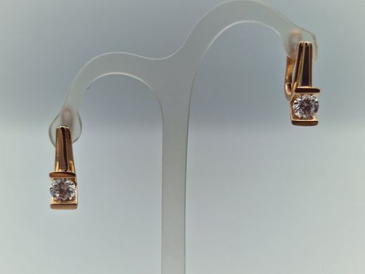 Золотые серьги с цирконом, 3.12 г