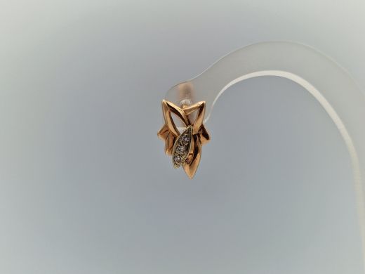 Золотые серьги с бриллиантом, 4.59 г