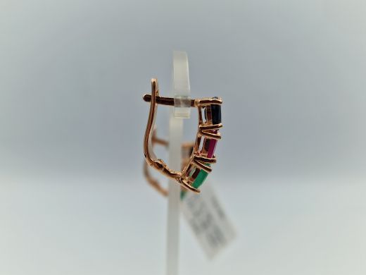 Zelta auskari ar safīriem un smaragdiem, 4.61 g