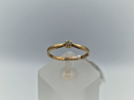 Zelta gredzens ar briljantu, 1.11 g, izm. 18.5
