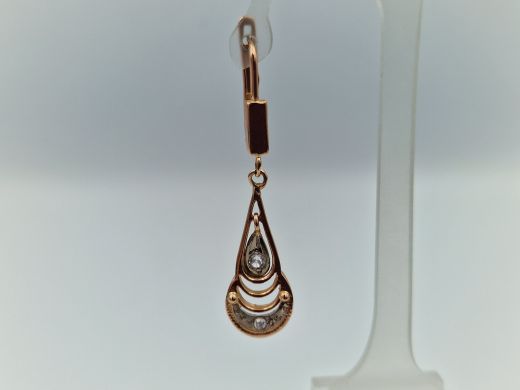 Золотые серьги с цирконом, 5.7 г