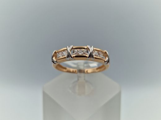 Zelta gredzens ar cirkoniju, 2.19 g, izm. 18