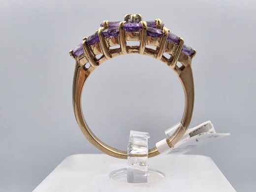 Золотое кольцо с бриллиантом и аметистом, 2.75 г, разм. 17