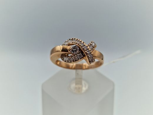 Zelta gredzens ar cirkoniju, 3.34 g, izm. 18