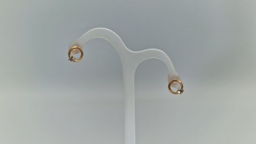 Золотые серьги с цирконом, 1.4 г