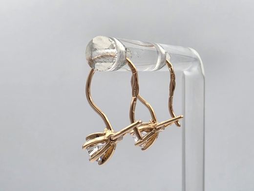 Gold earrings with zircon, 1.12 g