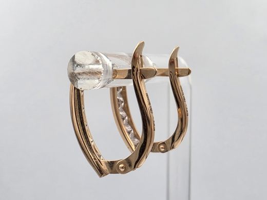 Gold earrings with zircon, 1.42 g
