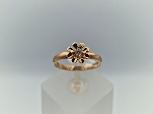 Zelta gredzens ar cirkoniju, 1.67 g, izm. 18.5