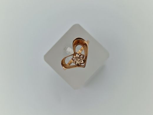 Золотое кольцо с цирконом, 3.1 г, разм. 18.5