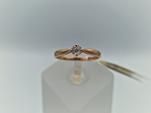 Zelta gredzens ar briljantu, 1.34 g, izm. 16.5