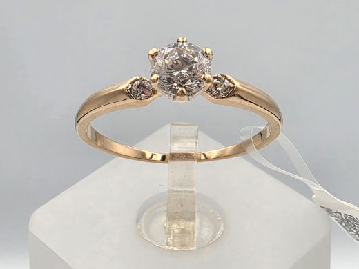 Gold ring with zircon, 1.71 g, size 17.5
