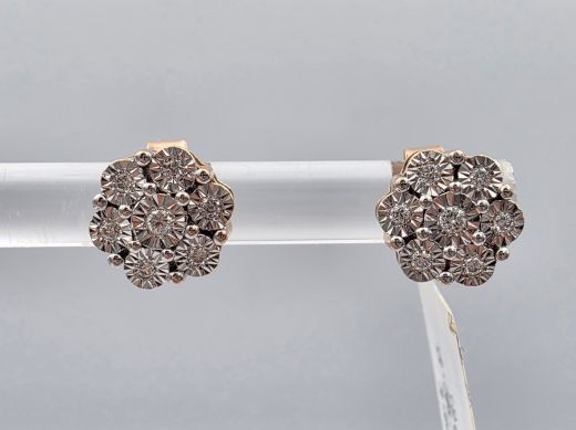 Gold earrings with diamond, 1.87 g