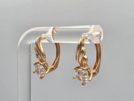 Золотые серьги с цирконом, 2.38 г