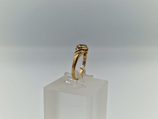 Zelta gredzens ar briljantu un topāzu, 1.75 g, izm. 17