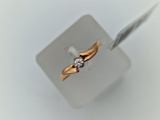 Золотое кольцо с цирконом, 2.11 г, разм. 18