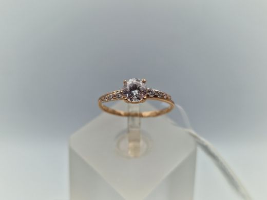 Zelta gredzens ar cirkoniju, 1.12 g, izm. 15.5