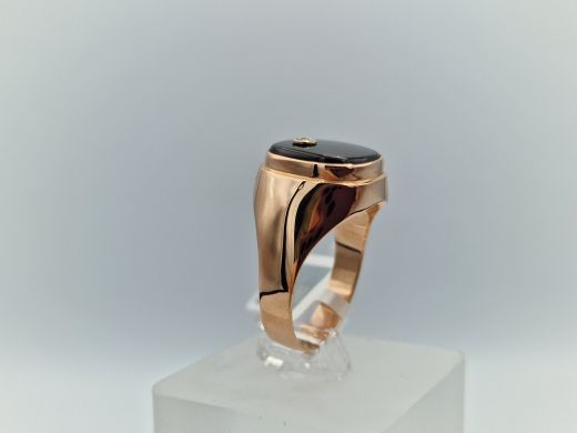 Zelta gredzens ar halcedonu un cirkoniju, 6.04 g, izm. 19.5