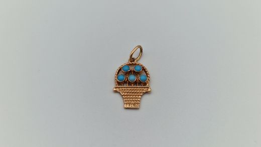 Золотой кулон с бирюзаом, 1.94 г
