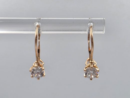 Gold earrings with zircon, 1.12 g