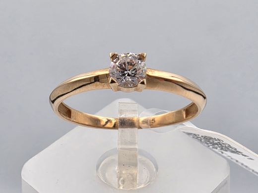 Gold ring with zircon, 1.80 g, size 18.5