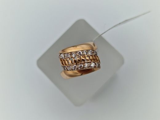 Zelta gredzens ar cirkoniju, 3.16 g, izm. 17