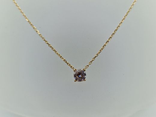 Золотой кулон с цепочкой с цирконом, 1.24 г