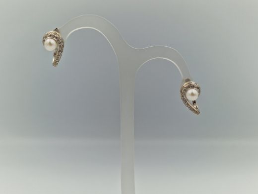 Золотые серьги с бриллиантом, 7.09 г