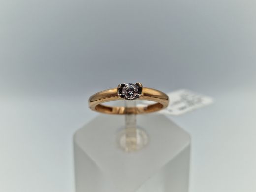 Zelta gredzens ar cirkoniju, 1.68 g, izm. 17
