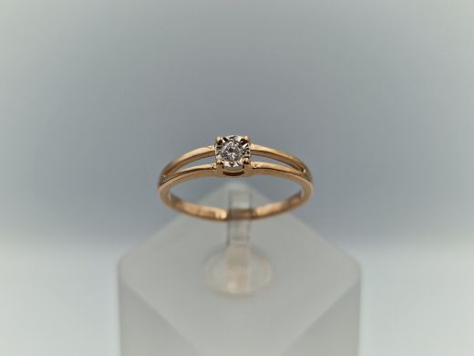Zelta gredzens ar briljantiem, 1.36 g, izm. 16.5