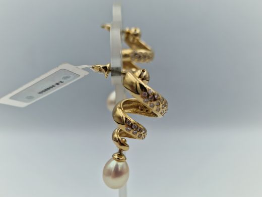 Золотые серьги с бриллиантом, 12.92 г