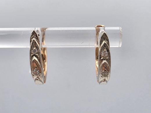 Золотые серьги с бриллиантом, 2.80 г