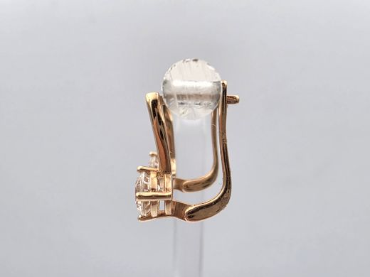 Золотые серьги с цирконом, 1.27 г