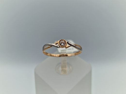 Zelta gredzens ar cirkoniju, 0.95 g, izm. 19