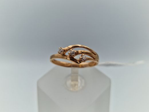 Zelta gredzens ar cirkoniju, 1.83 g, izm. 17