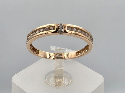 Gold ring with zircon, 1.96 g, size 18.5