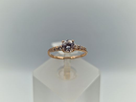 Zelta gredzens ar cirkoniju, 1.1 g, izm. 15.7