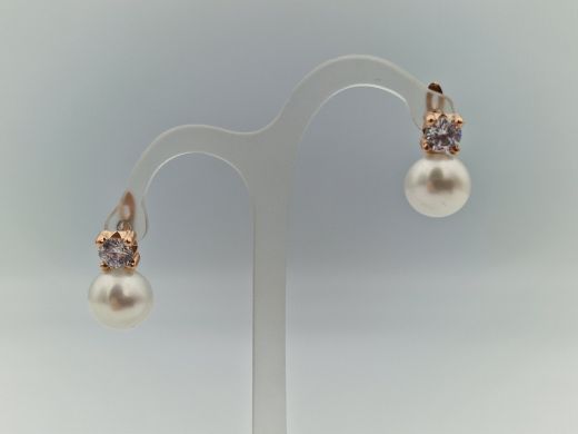 Золотые серьги с цирконом, 3.24 г