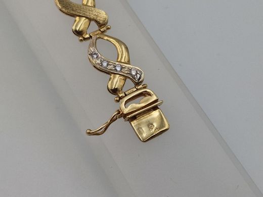 Zelta rokassprādze ar cirkoniju, 18.96 g, izm. 19